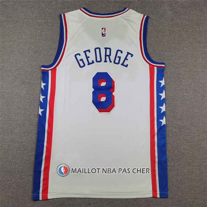 Maillot Philadelphia 76ers Paul George NO 8 Association 2024-25 Blanc